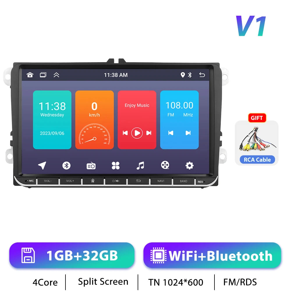 Podofo 7 "9" CarPlay Android autoradio pour Volkswagen VW Golf Passat JETTA Skoda siège voiture système Intelligent 2din GPS autoradio