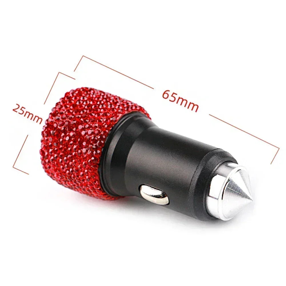 Chargeur de voiture USB rose cristal diamant 5V 2,1 a, double Port, adaptateur de charge rapide, câble 3 en 1 pour IPhone Samsung Huawei