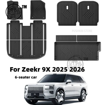 Tapis de sol de voiture pour Zeekr 9X 2025 2026, tapis de coffre en TPE et doublure de chargement, tapis de coffre toutes saisons, accessoires de doublure de sol