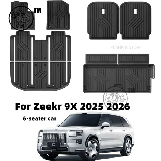 Tapis de sol de voiture pour Zeekr 9X 2025 2026, tapis de coffre en TPE et doublure de chargement, tapis de coffre toutes saisons, accessoires de doublure de sol