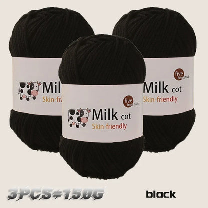 Boule de fil de lait faite à la main, aldéhyde moyen, fil de tissage bricolage, pulls à tricoter, chapeaux, écharpes et autres vêtements, 150g