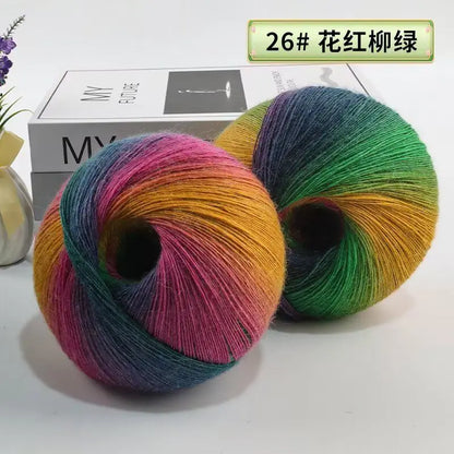 Fil de laine arc-en-ciel 200 g/ensemble, pour tricoter, châles, écharpes, pulls, vestes, chapeaux, bricolage, fil de teinture à Segment doux et confortable