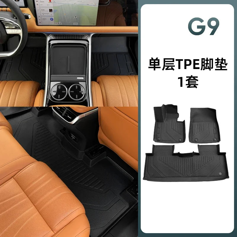 بوليمرات خاصة للأرضيات لسيارات Xiaopeng G6 G9، TPE، صديقة للبيئة، مقاومة للماء، طبقة مزدوجة، سجادة سيارة، قدم، Xpeng