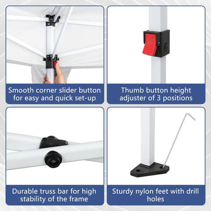 Tonnelle instantanée Ez Pop 10x30 pieds, tente portable avec 8 parois latérales pour événements extérieurs, fêtes, mariages, anniversaires, remises de diplômes