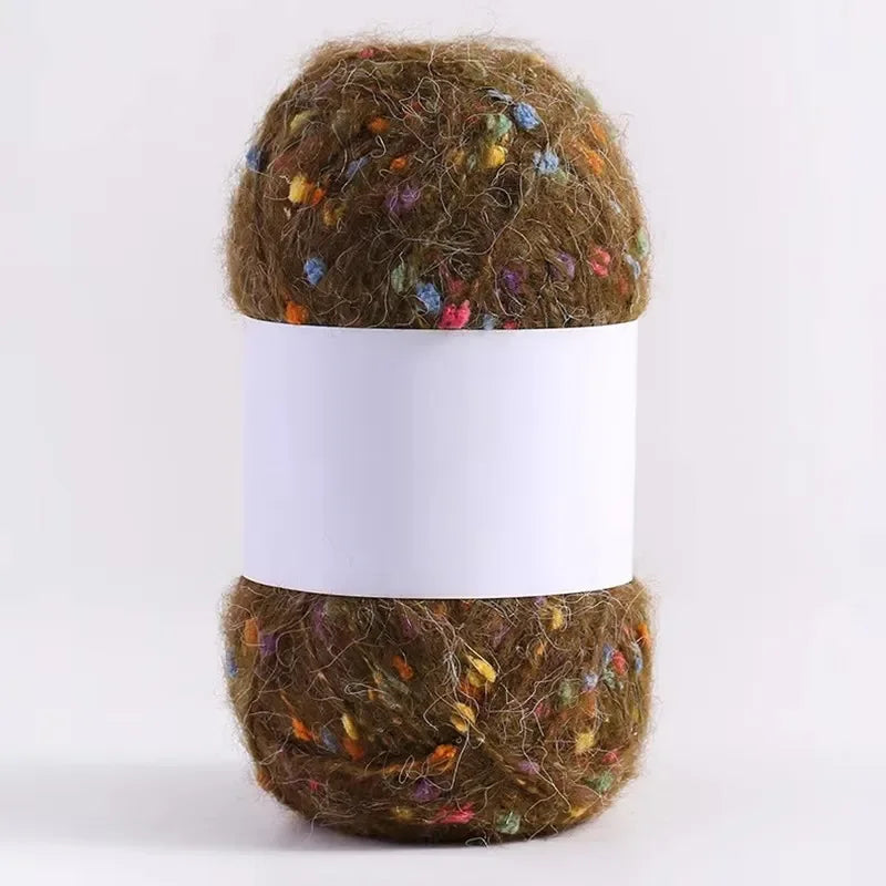 Boule de fil Mohair à pois de couleur arc-en-ciel, fil à tricoter doux tissé à la main, confortable pour bricolage, écharpe, pull, châle, manteau, Crochet