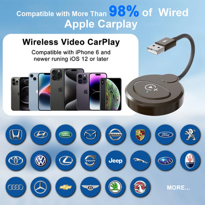 Adaptateur sans fil Carplay avec Youtube/Netflix/Tiktok, Dongle USB Carplay sans fil pour Carplay filaire en usine vers sans fil
