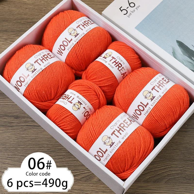 Fil de laine d'aldéhyde moyen, production de bricolage fin, tricoté à la main, pull chaud à la mode, écharpe et chapeau, boule de fil, 500g
