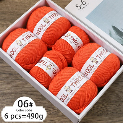 Fil de laine d'aldéhyde moyen, production de bricolage fin, tricoté à la main, pull chaud à la mode, écharpe et chapeau, boule de fil, 500g