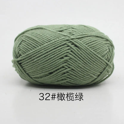 40-50 جم/المجموعة خيوط قطنية حليبية 4 طبقات (80%) للحياكة، صبغة لانا لعمل الكروشيه اليدوي، سترة قبعة دمى بسعر منخفض