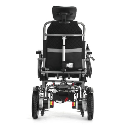 Fauteuil roulant électrique pliable à commande à distance automatique 2026, en alliage d'aluminium portable, pour personnes handicapées, inclinable