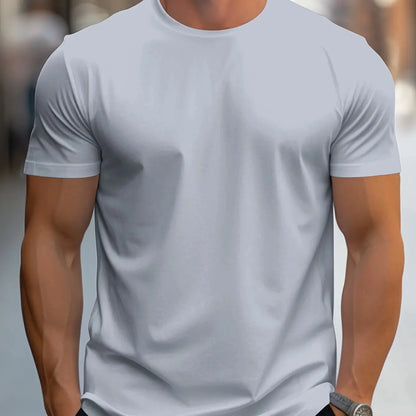 T-Shirt à manches courtes et col rond, couleur unie, à la mode, haut ajusté pour hommes et femmes, en Fiber de Polyester, longueur courte