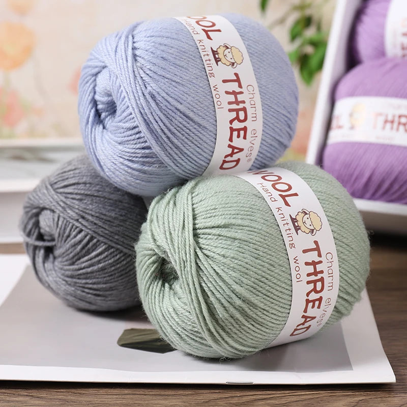 Fil de laine d'aldéhyde moyen, production de bricolage fin, tricoté à la main, pull chaud à la mode, écharpe et chapeau, boule de fil, 500g