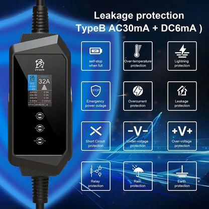 Evsow 7KW 11KW 22KW 32A3P EV chargeur Type2 IEC62196-2 chargeur de voiture électrique avec contrôle APP WIFI ajuster le courant et l'heure du chargeur de réglage