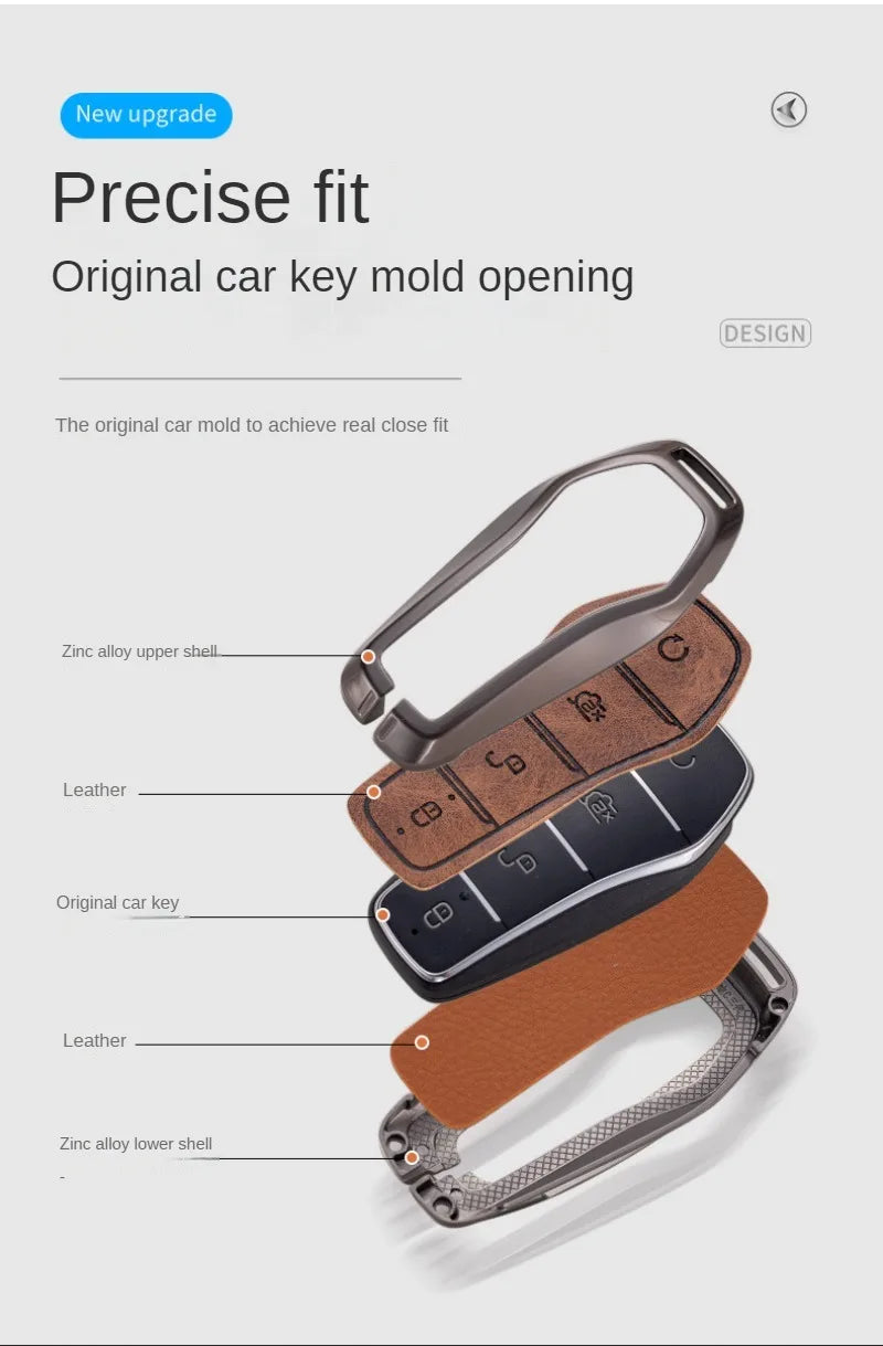 Étui pour clé pour BYD Song Plus Atto 3 Han EV Tang DM Qin joint dauphin cuir métal porte-clés à distance porte-clés accessoires de voiture