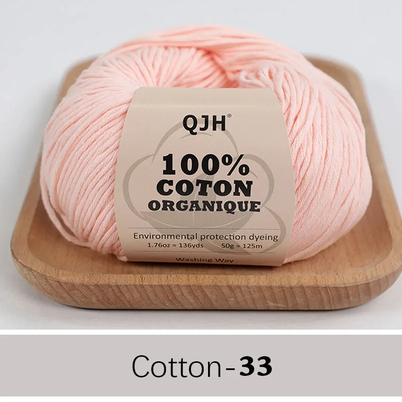 QJH 100% fil de coton, fil de poids de Sport pour bébé en coton, fil Amigurumi, fil doux d'été, fil au Crochet/à tricoter-6 pièces