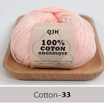 QJH 100% fil de coton, fil de poids de Sport pour bébé en coton, fil Amigurumi, fil doux d'été, fil au Crochet/à tricoter-6 pièces
