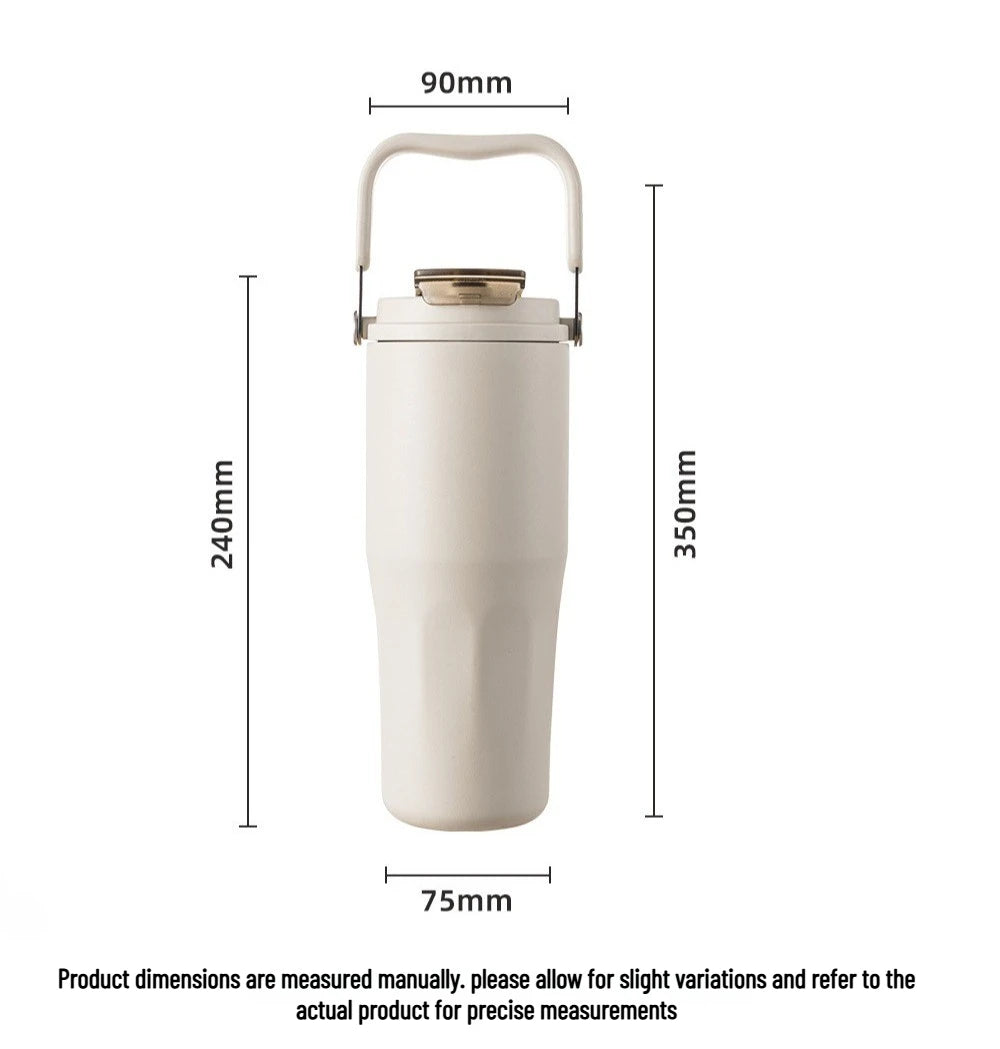 Gobelet à revêtement en céramique de 800ml, avec paille, bouteille d'eau isolée de grande capacité, étanche, poignée détachable, infuseur à thé pour voyage