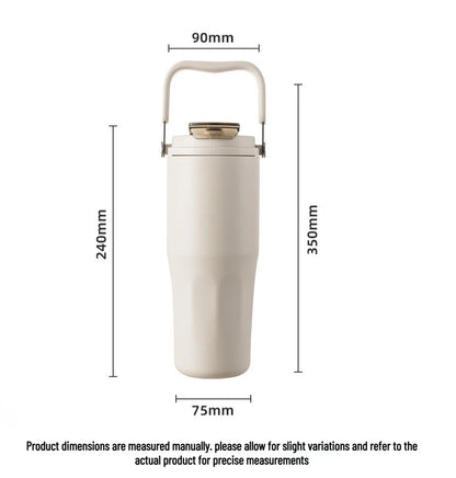 Gobelet à revêtement en céramique de 800ml, avec paille, bouteille d'eau isolée de grande capacité, étanche, poignée détachable, infuseur à thé pour voyage