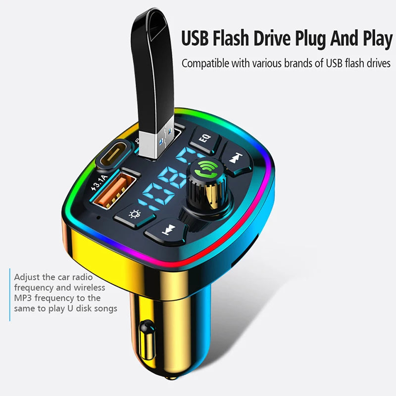 Transmetteur FM Bluetooth 5.0 pour voiture, adaptateur sans fil, micro, récepteur Audio, lecteur MP3 automatique, double USB 2,1a, chargeur rapide, accessoires de voiture