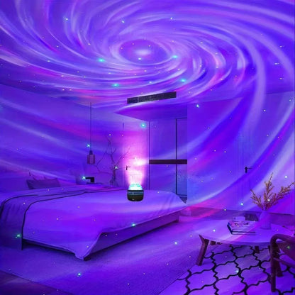 Projecteur LED Ciel Étoilé RGB Galaxie Lampe d'Ambiance Projection Noël Halloween Télécommande 7 Couleurs Rotation Automatique Maison