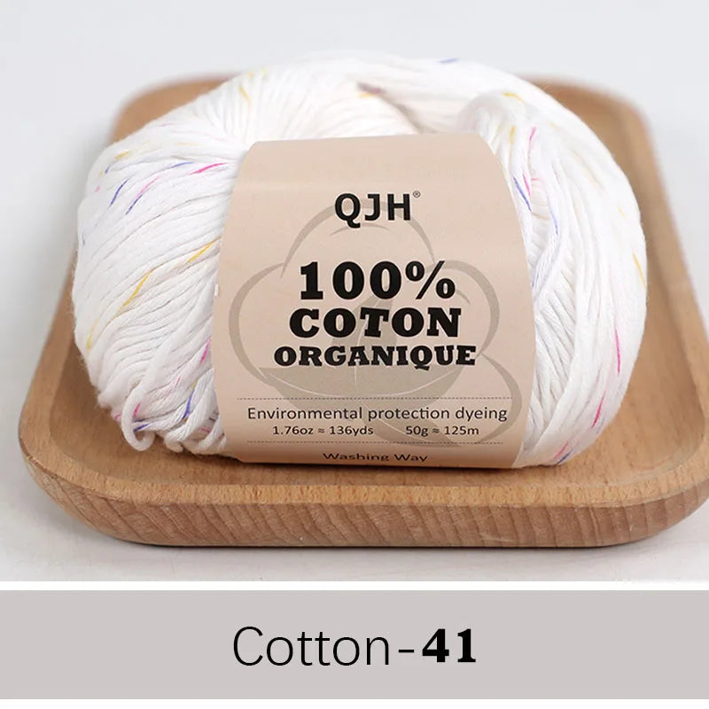 QJH 100% fil de coton, fil de poids de Sport pour bébé en coton, fil Amigurumi, fil doux d'été, fil au Crochet/à tricoter-6 pièces