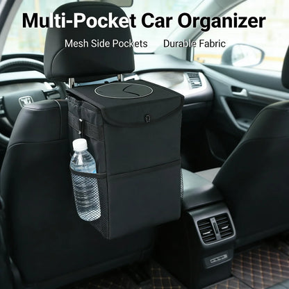 Poubelle suspendue en tissu Oxford imperméable pour siège arrière de voiture, poubelle pliable et lavable avec couvercle rabattable