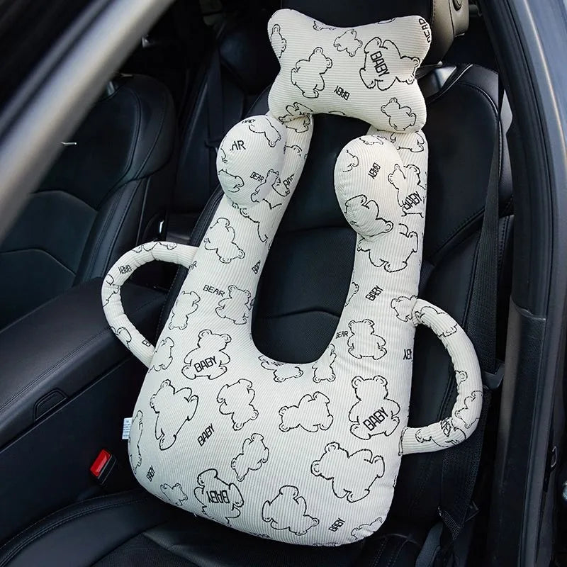 Ceinture de sécurité de voiture pour enfants, dispositif de couchage de voiture haut de gamme, oreiller de siège arrière pour les promenades longue distance, oreiller fixe pour bébé