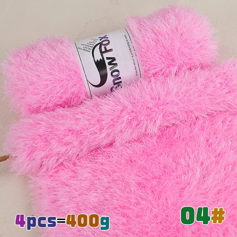 Fil de fausse fourrure 400g, fil de plumes, fil de cils, fil épais pour tricoter à la main, adapté au tricot de grands manteaux, pyjamas, foulards, chapeaux, châles, gilets