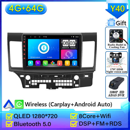 Autoradio Android 14 pour Mitsubishi Lancer 10 CY 2007-2017 Android 15 Navigation GPS Android Auto stéréo Carplay écran No 2din