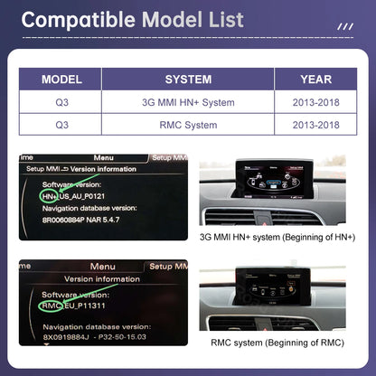 Road Top 12.3 "écran Linux multimédia pour Audi Q3 2013-2018 sans fil CarPlay Android Auto Airplay lecteur d'autoradio
