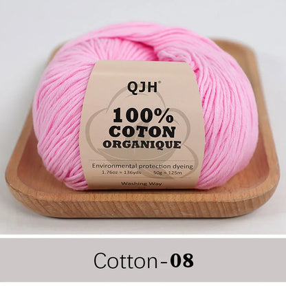 QJH 100% fil de coton, fil de poids de Sport pour bébé en coton, fil Amigurumi, fil doux d'été, fil au Crochet/à tricoter-6 pièces