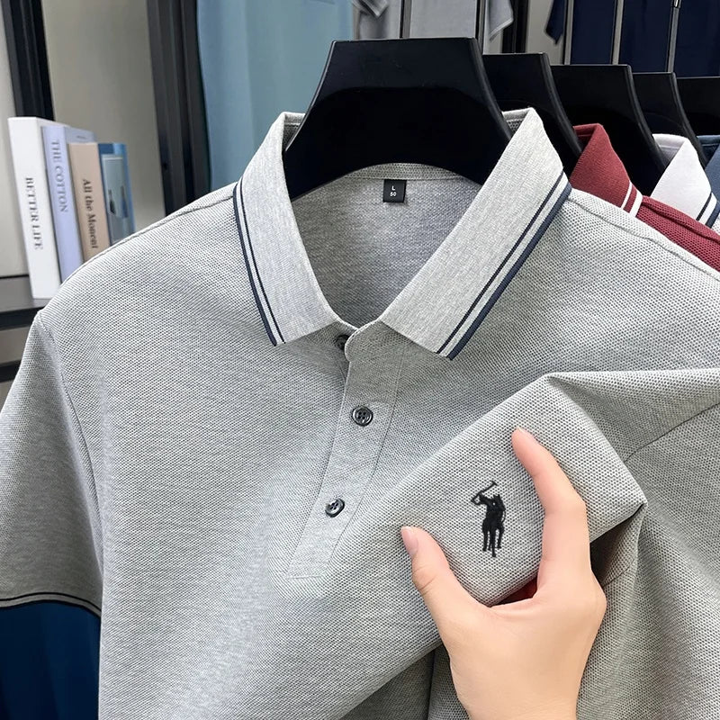 Marque de mode 100% coton été nouvel article polo brodé poney original pour hommes haut à manches courtes confortable et respirant