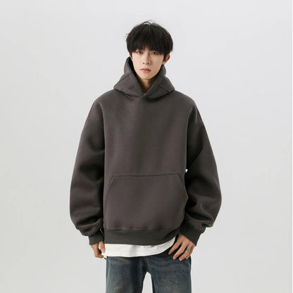 Sweat-shirt à capuche Bla Boxy pour homme, automne-hiver, surdimensionné, style américain, rigide et solide, en coton et polyester, décontracté...