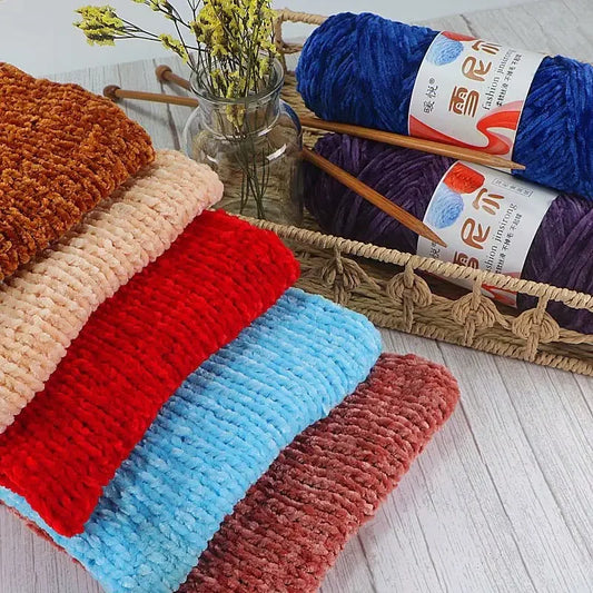 Fil de Velours en Polyester Mélangé de Coton Chenille, Crochet Ogo Doux pour Bébé, Fil Optique pour Écharpe, Bricolage Fait à la Main, 100 g/Rouleau