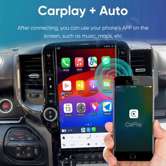 Autoradio Android 14 Carplay, écran tactile HD 13.6 pouces, pour Dodge Ram 1500 2500 2019 – 2021, Navigation GPS, lecteur multimédia de voiture