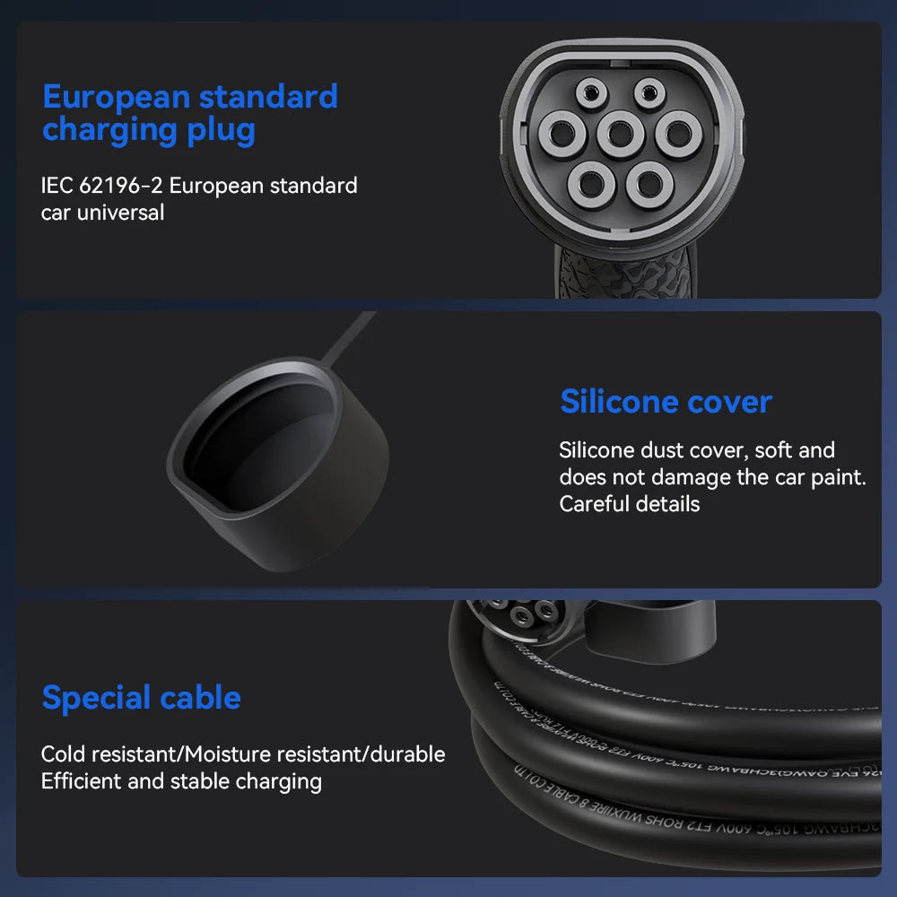 Tiens ons-Câble de charge EV, câble de chargeur, prise femelle vers prise mâle, câble de charge EVSE, TPU, Vope2 vers Vope2, 22KW, 32A, 5m