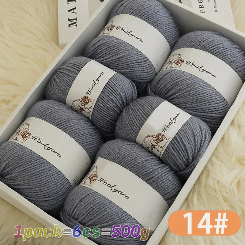 Fil de laine moyen de couleur Pure, 500g, à la mode, Simple, chaud, fait à la main, adapté aux écharpes à tricoter, pulls, gants, chapeaux