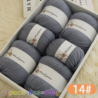 Fil de laine moyen de couleur Pure, 500g, à la mode, Simple, chaud, fait à la main, adapté aux écharpes à tricoter, pulls, gants, chapeaux
