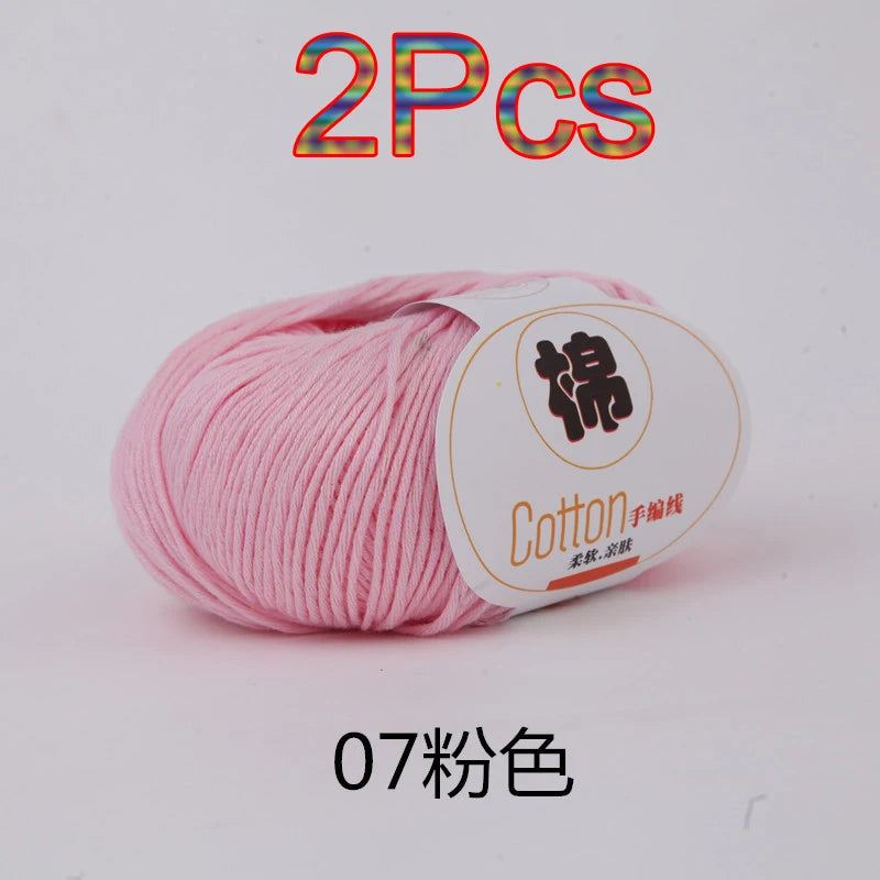 Fil à tricoter doux 100% coton, 2 pièces, fil au Crochet pour tricot, pull, couverture, gants, chapeau, écharpe, crochet, sac amigurumi, pantoufle