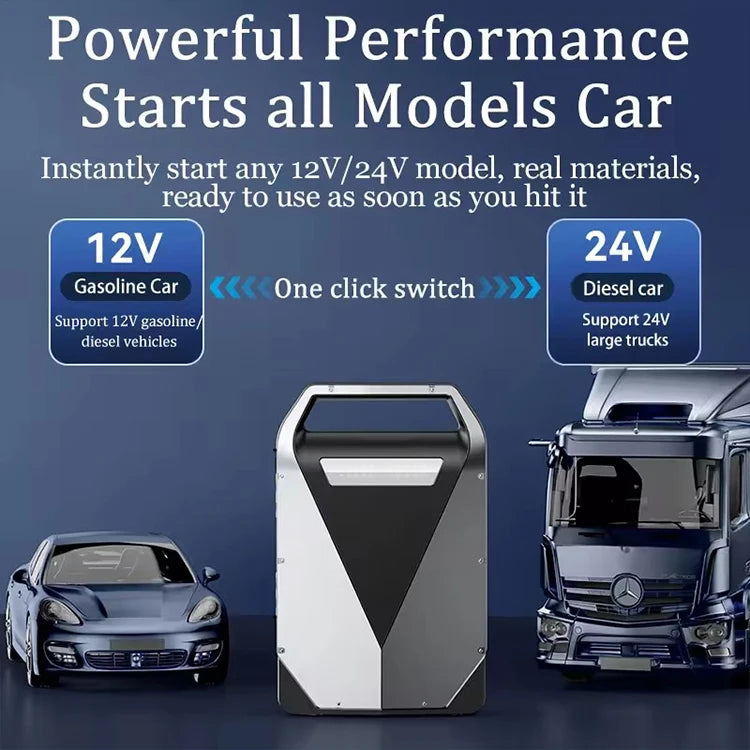 Démarreur de saut de voiture Portable haute puissance 24V, chargeur de batterie de camion et Booster de voiture, démarreur de saut de batterie externe pour voitures et camions