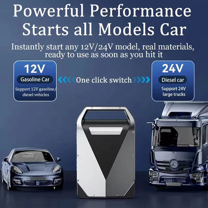 Démarreur de saut de voiture Portable haute puissance 24V, chargeur de batterie de camion et Booster de voiture, démarreur de saut de batterie externe pour voitures et camions