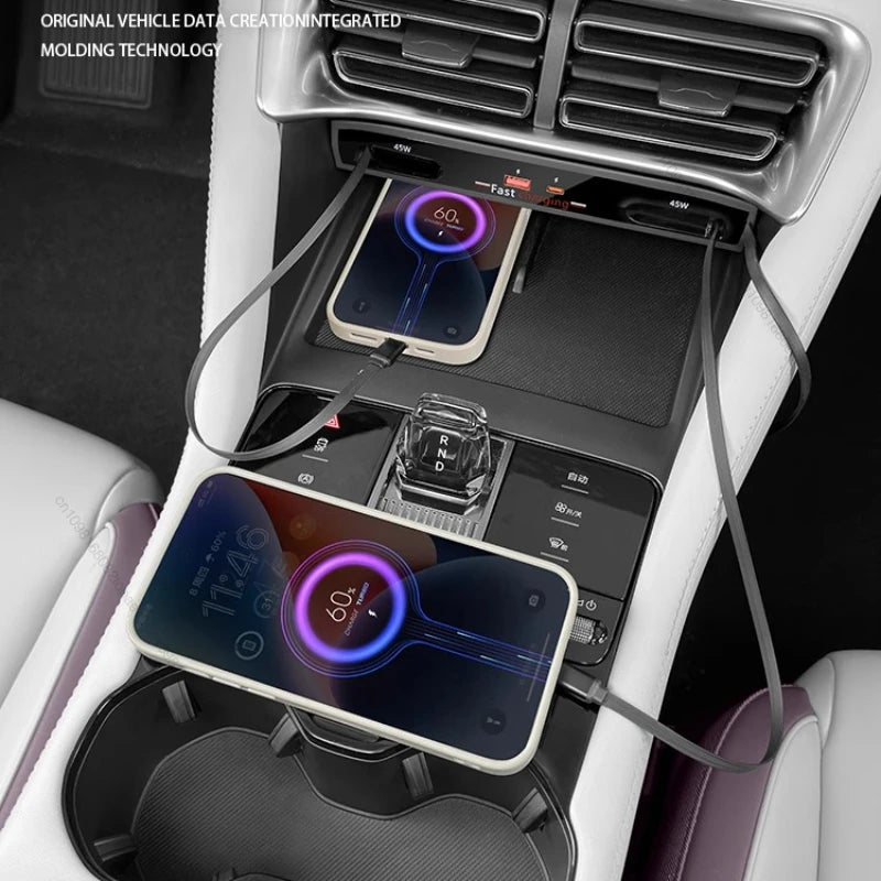 Boîtier de chargement rapide pour voiture BYD Song PLUS Dmi EV Seal U 2023 – 2025, station d'extension de commande centrale, extension Hub, chargement Usb
