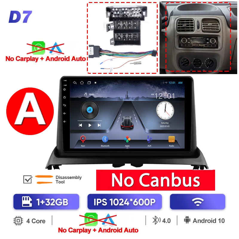 QSZN pour Renault Clio2 BB CB MK2 2001 - 2006 Android 13 autoradio lecteur vidéo multimédia CarPlay Auto 4G unité principale Navigation