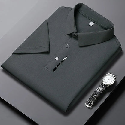 Polo à manches courtes pour hommes, couleur unie, respirant, confortable, élastique, nouvel arrivage, Style Business décontracté