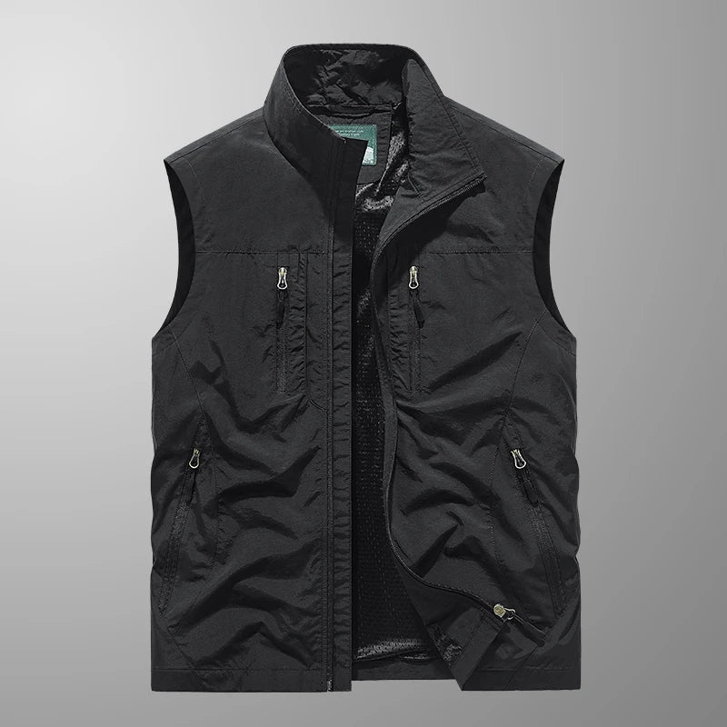Grande taille hommes été en plein air randonnée gilet tactique multi-poches léger coque souple utilitaire voyage Safari Cargo gilet hommes