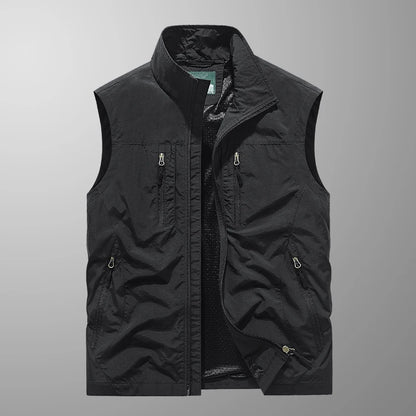 Grande taille hommes été en plein air randonnée gilet tactique multi-poches léger coque souple utilitaire voyage Safari Cargo gilet hommes