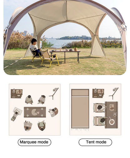 Tente dôme extra large Sonuto, gazebo de camping pop-up avec moustiquaire, protection solaire imperméable, pavillon pour fête en plein air