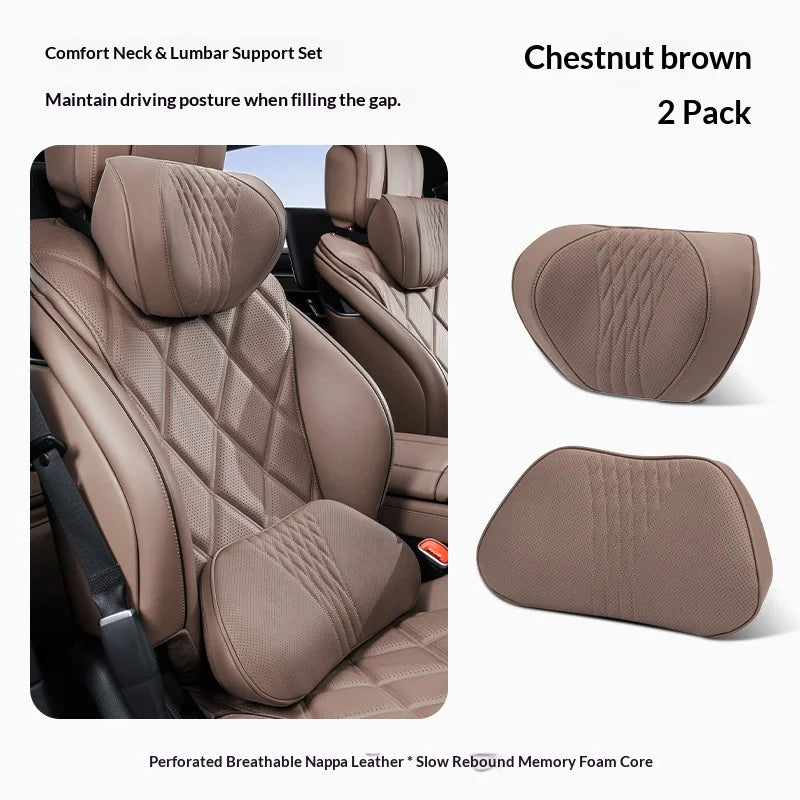Coussin de nuque et de soutien lombaire pour voiture, universel toutes saisons, coussin lombaire respirant avec contour ergonomique pour la taille