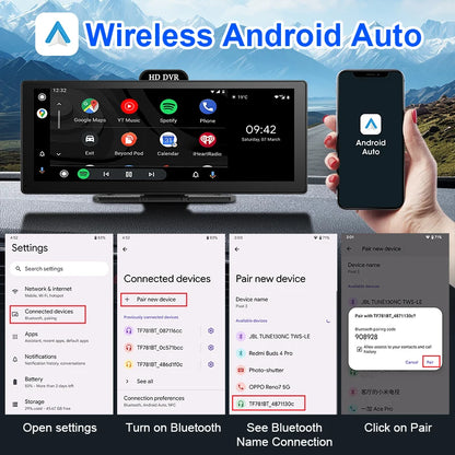 Develuck nouveau 11.26 ''4K voiture DVR sans fil CarPlay Android Auto lecteur multimédia IPS écran tactile Bluetooth enregistreur vidéo FM AUX