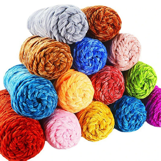 Fil de velours doux en Chenille, mélange de laine tricotée au Crochet, écharpe faite à la main, manteau, couverture et chapeau pour bébé, 95g